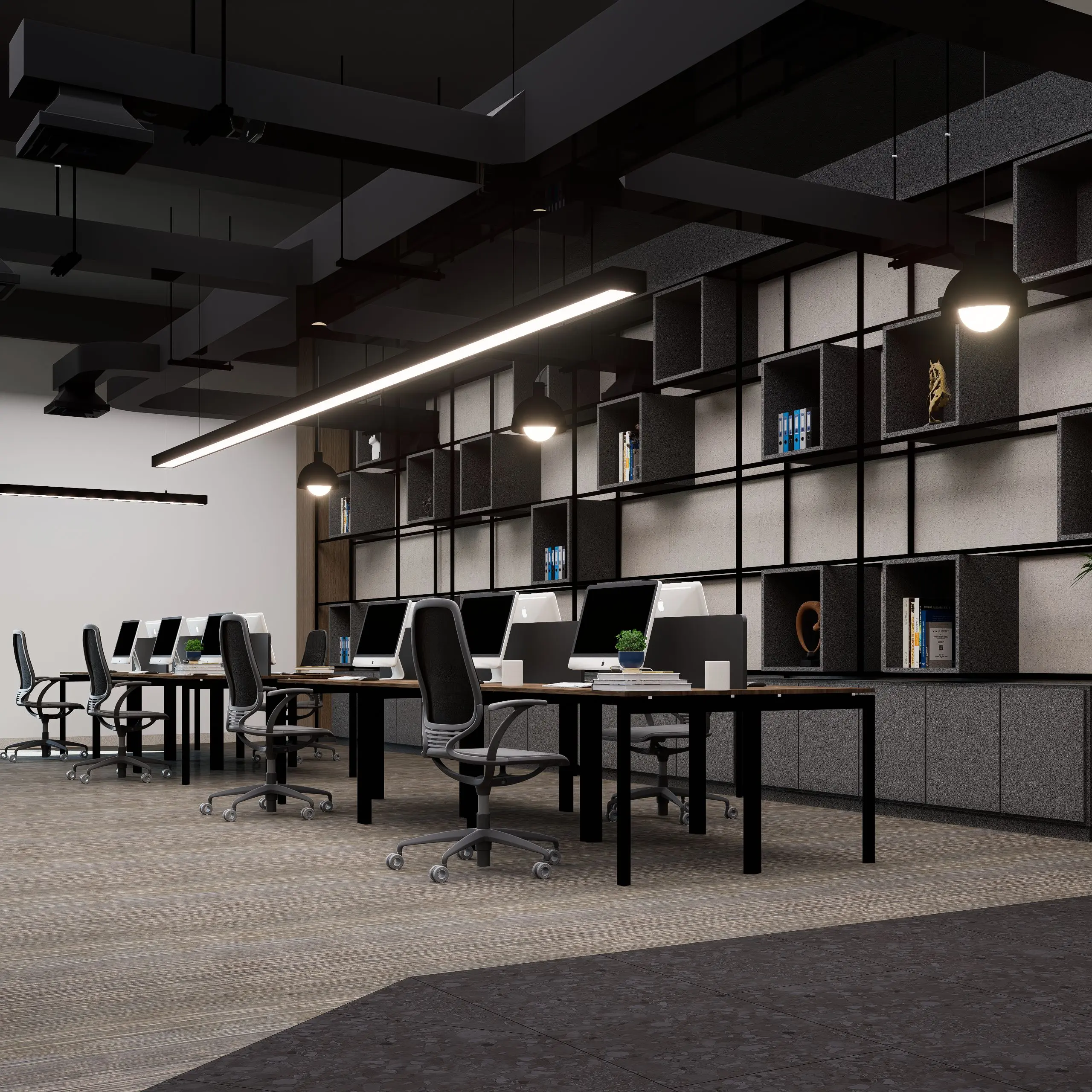 Современный офис open space после ремонта